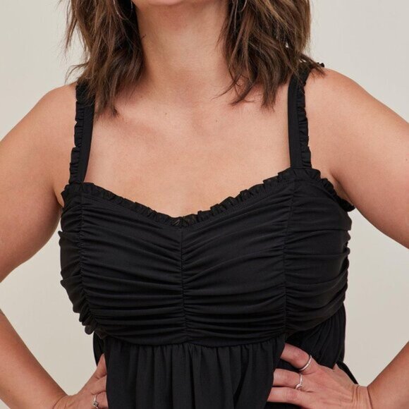 Black Torrid Babydoll Top Stretch Mesh Shirred Bodice Tank Size 3 Party … - Picture 4 of 8